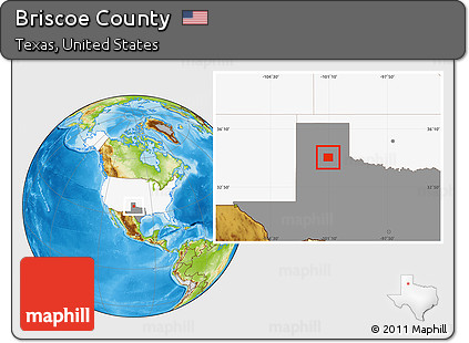 Physical Location Map of Briscoe County, highlighted country, highlighted parent region