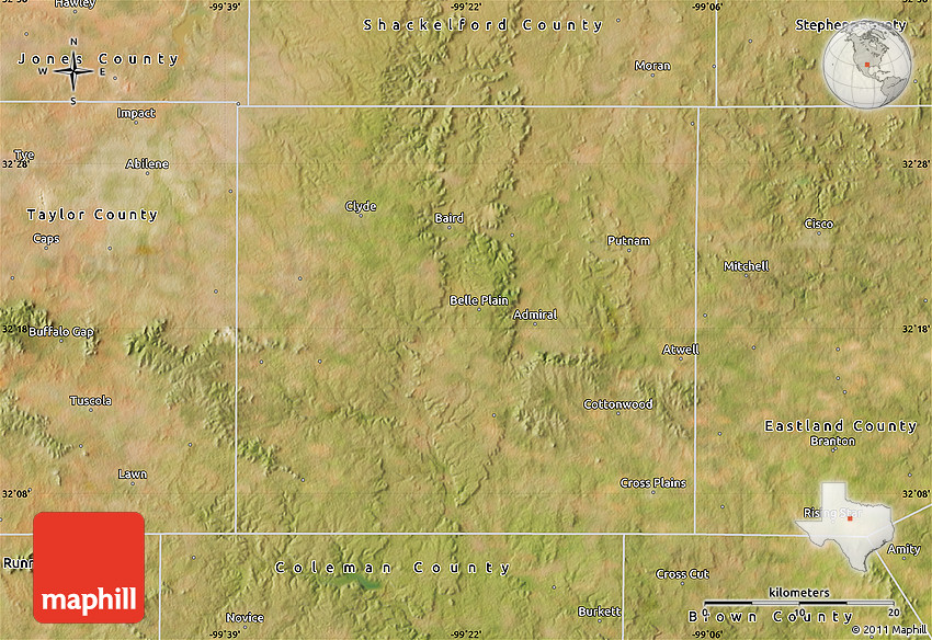 Satellite Map of Callahan County