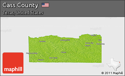 Physical Panoramic Map of Cass County, single color outside