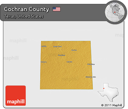 Physical 3D Map of Cochran County, single color outside