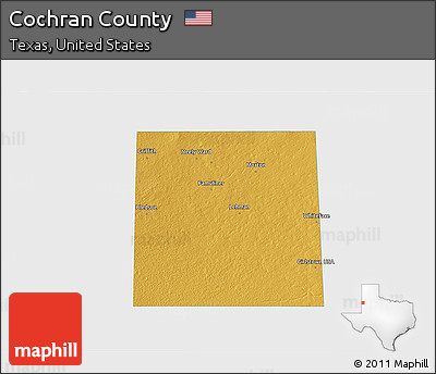 Physical 3D Map of Cochran County, single color outside