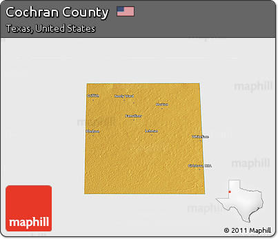 Physical 3D Map of Cochran County, single color outside