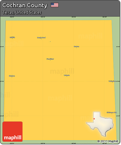 Savanna Style Simple Map of Cochran County, single color outside