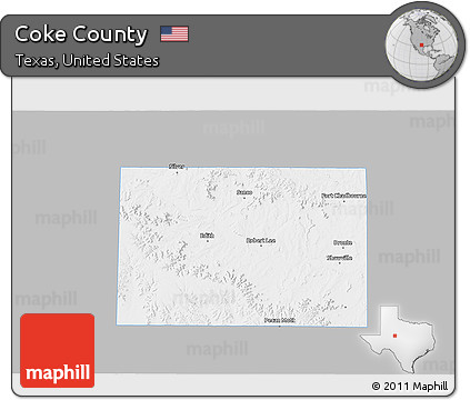 Gray 3D Map of Coke County, single color outside
