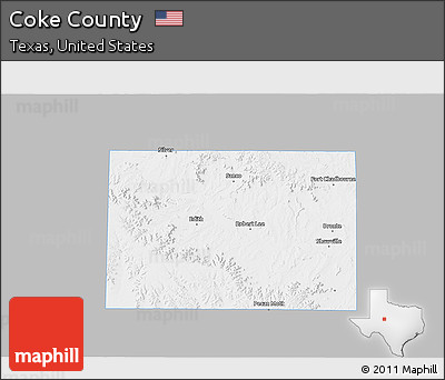 Gray 3D Map of Coke County, single color outside