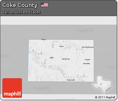 Gray 3D Map of Coke County, single color outside