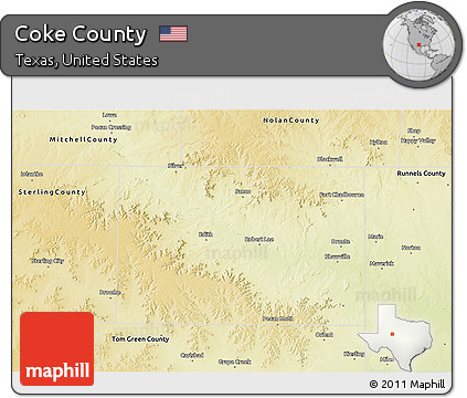 Physical 3D Map of Coke County