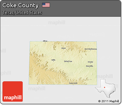 Physical 3D Map of Coke County, single color outside