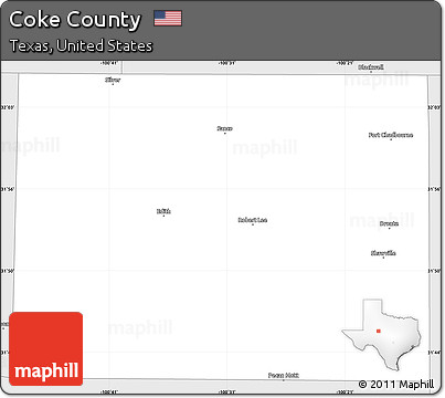 Silver Style Simple Map of Coke County