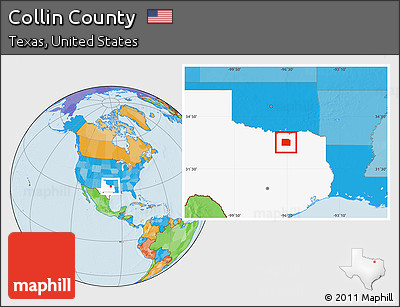 Political Location Map of Collin County, highlighted parent region