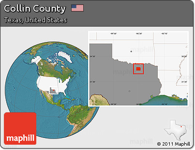Satellite Location Map of Collin County, highlighted country, highlighted parent region