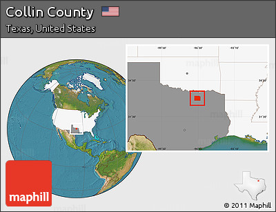 Satellite Location Map of Collin County, highlighted country, highlighted parent region