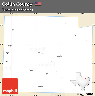 Classic Style Simple Map of Collin County, single color outside
