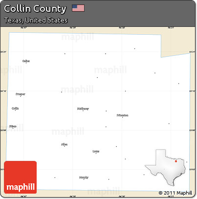 Classic Style Simple Map of Collin County, single color outside