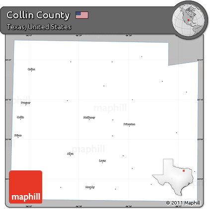 Gray Simple Map of Collin County, single color outside