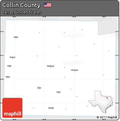 Silver Style Simple Map of Collin County, single color outside