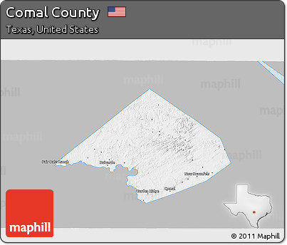 Gray 3D Map of Comal County, single color outside