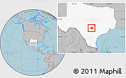 Gray Location Map of Comal County, highlighted parent region, hill shading