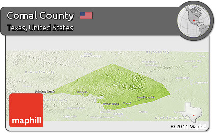Physical Panoramic Map of Comal County, lighten
