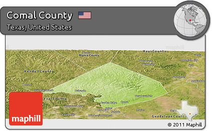 Physical Panoramic Map of Comal County, satellite outside