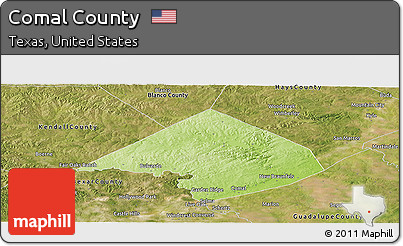 Physical Panoramic Map of Comal County, satellite outside