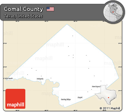 Classic Style Simple Map of Comal County, single color outside