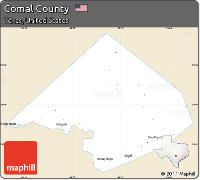 Classic Style Simple Map of Comal County, single color outside