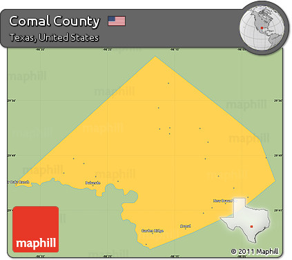 Savanna Style Simple Map of Comal County, single color outside