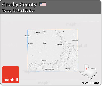 Silver Style 3D Map of Crosby County, single color outside