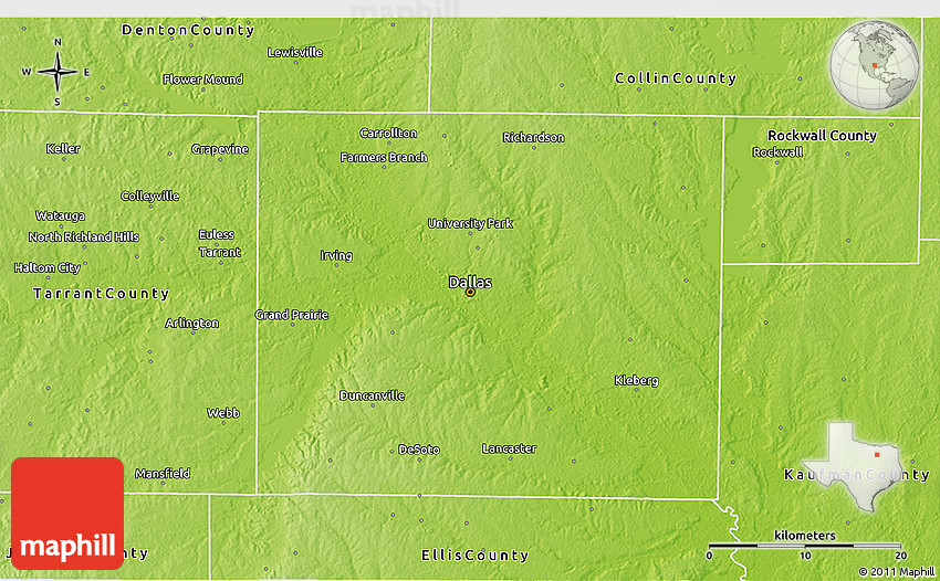 Physical 3D Map of Dallas County