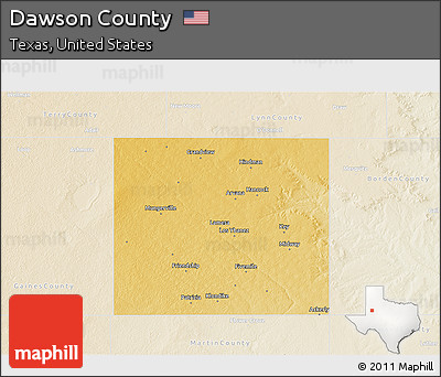 Physical 3D Map of Dawson County, lighten