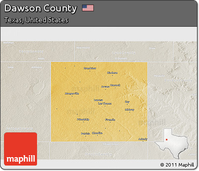 Physical 3D Map of Dawson County, lighten, semi-desaturated