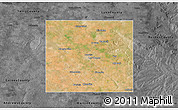 Satellite 3D Map of Dawson County, darken, desaturated