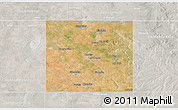 Satellite 3D Map of Dawson County, lighten, semi-desaturated