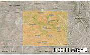 Satellite 3D Map of Dawson County, semi-desaturated
