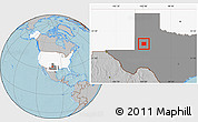 Gray Location Map of Dawson County, highlighted country, highlighted parent region, hill shading