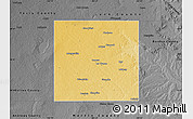 Physical Map of Dawson County, darken, desaturated
