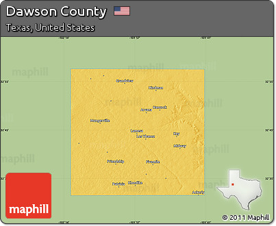 Savanna Style Map of Dawson County, single color outside