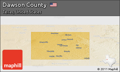 Physical Panoramic Map of Dawson County, lighten