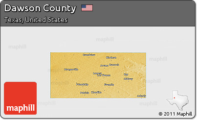 Physical Panoramic Map of Dawson County, single color outside