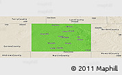 Political Panoramic Map of Dawson County, shaded relief outside