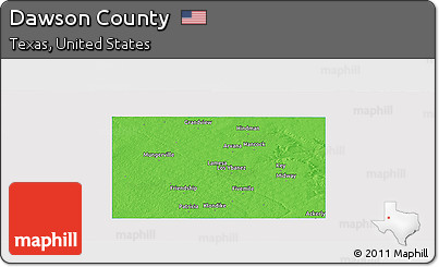 Political Panoramic Map of Dawson County, single color outside