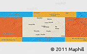 Shaded Relief Panoramic Map of Dawson County, political outside