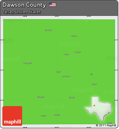 Political Simple Map of Dawson County, single color outside