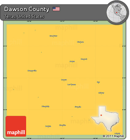 Savanna Style Simple Map of Dawson County, single color outside