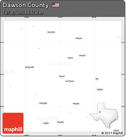 Silver Style Simple Map of Dawson County, single color outside
