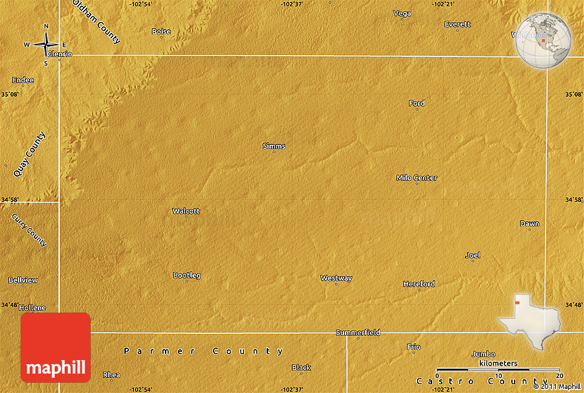 Physical Map of Deaf Smith County