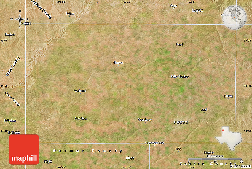 Satellite Map of Deaf Smith County