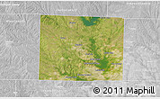 Satellite 3D Map of Denton County, lighten, desaturated