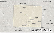 Shaded Relief 3D Map of Denton County, semi-desaturated